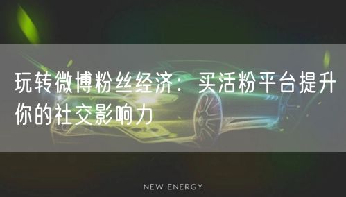 玩转微博粉丝经济：买活粉平台提升你的社交