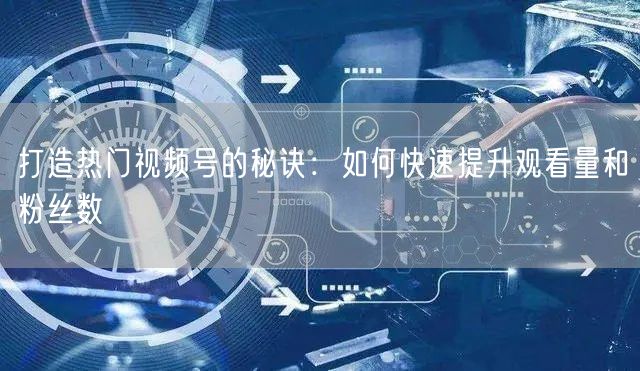打造热门视频号的秘诀：如何快速提升观看量和粉丝数