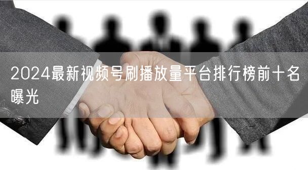2024最新视频号刷播放量平台排行榜前十名曝光
